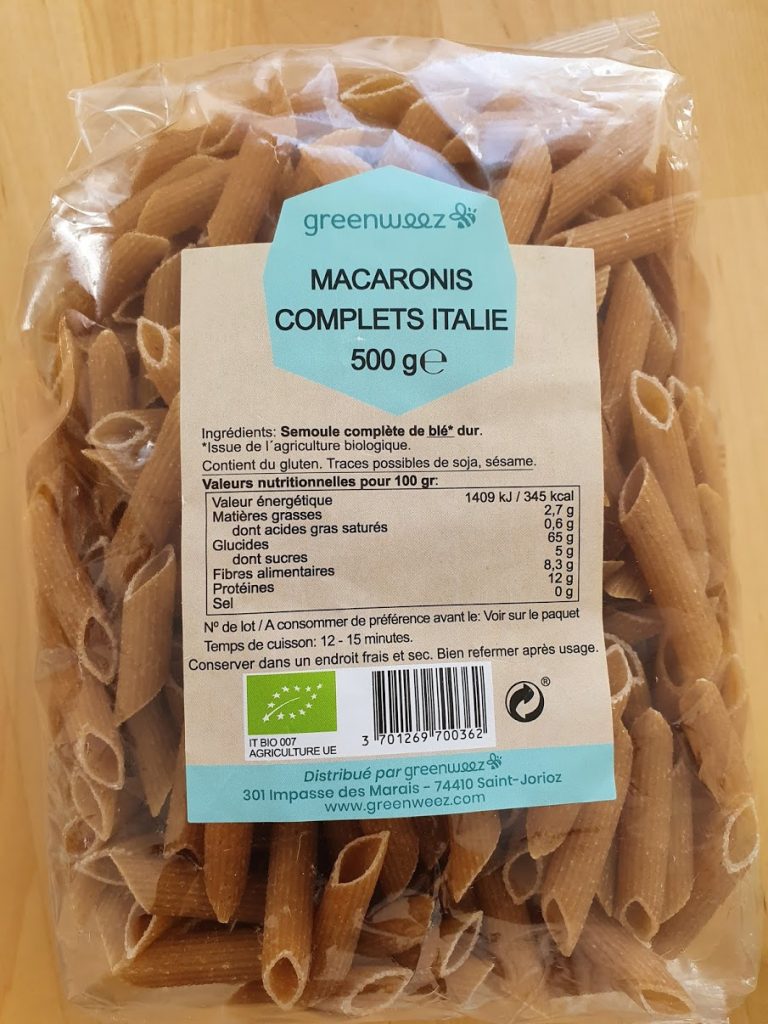 Macaronis complets bio Greenweez