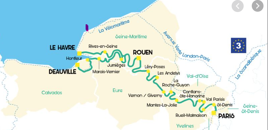 Carte de la Seine à vélo
